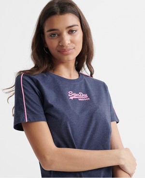 Superdry Vintage Logo Micro Piping Női Pólók Sötétkék | NJAFY1364